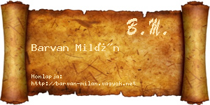 Barvan Milán névjegykártya